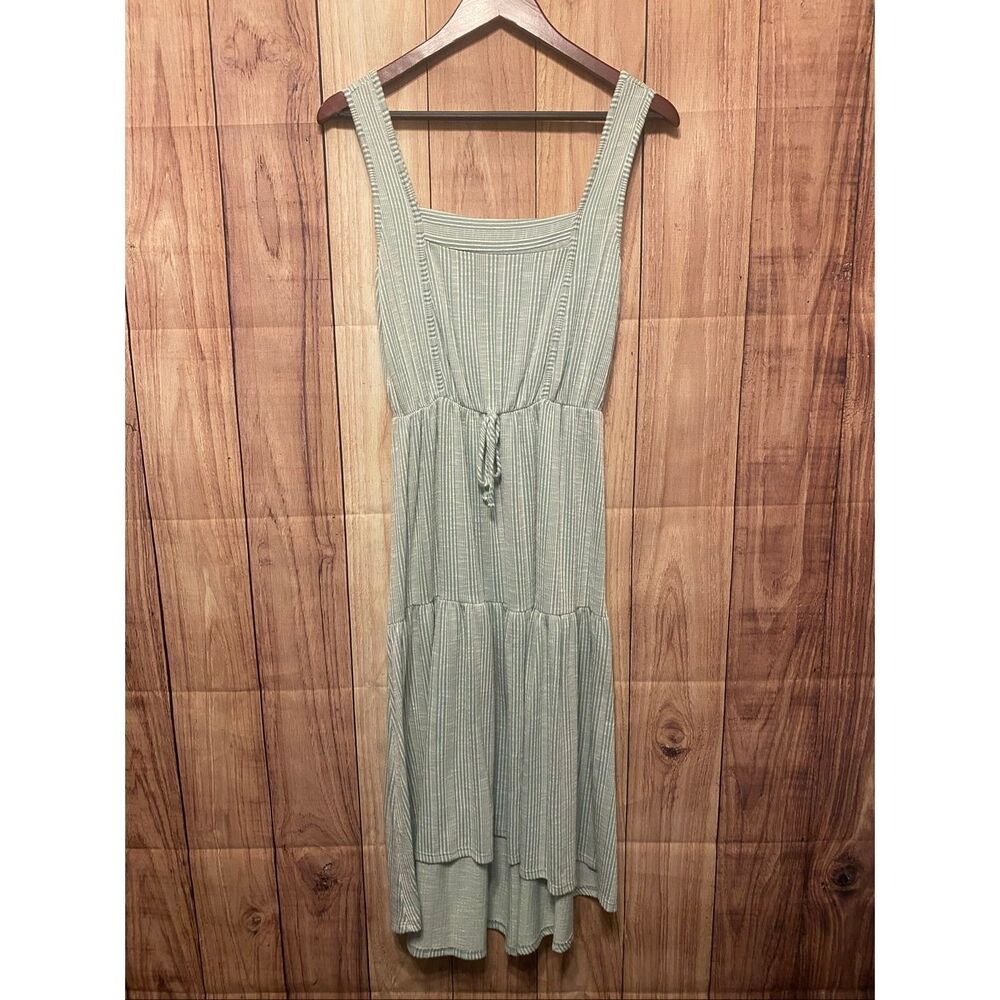 Caution to the Wind Large soft green summer dress sleeveless striped